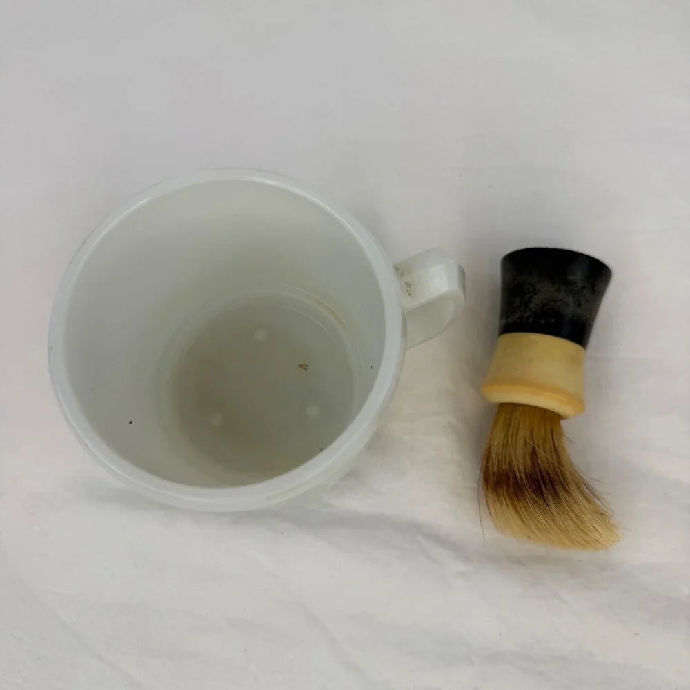 Vintage Ever-Ready 100T Shaving Brush and White Milk Glass Shaving Mug‎ Set